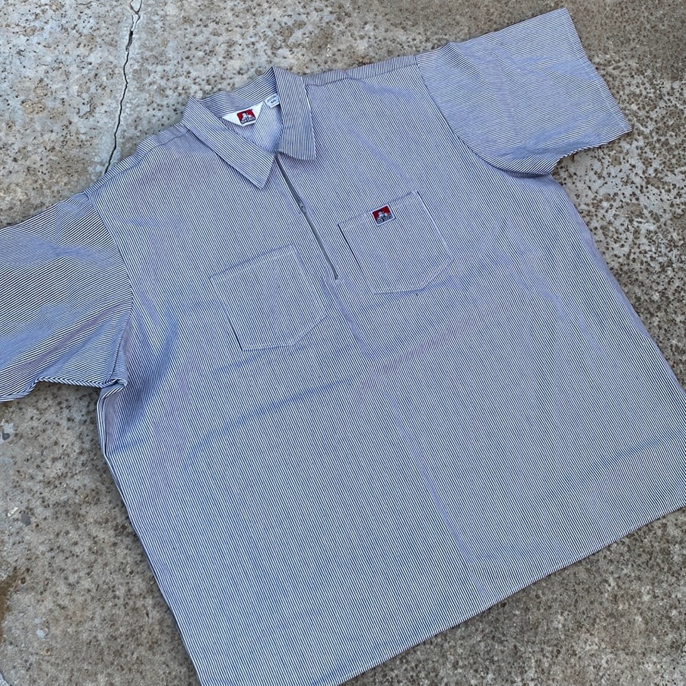 Old school Ben Davis 5 XL zip work shirt railroad stripe big homie shirt